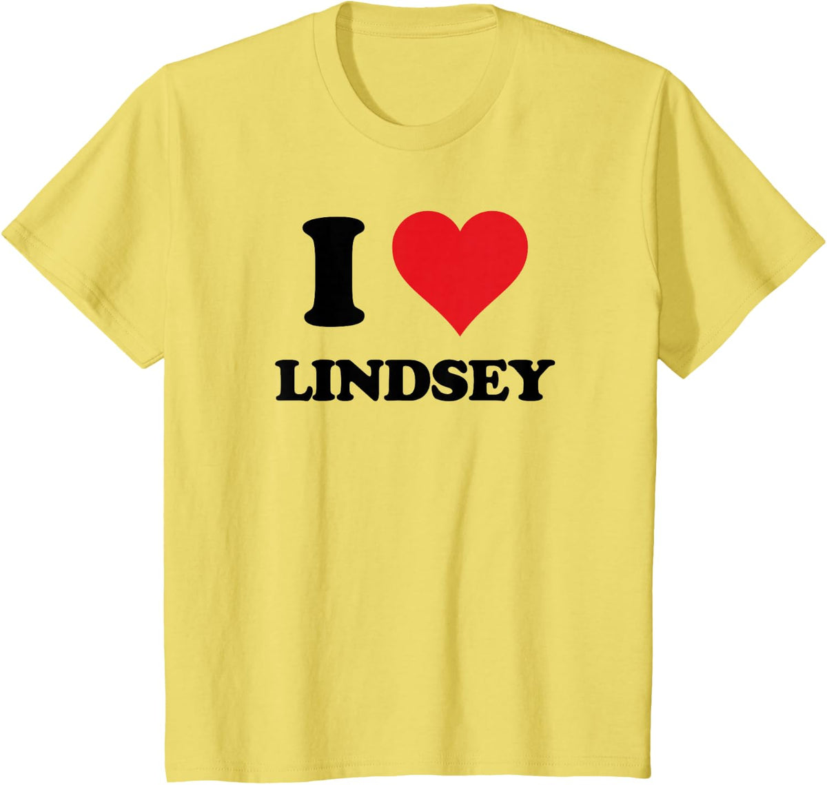 I Heart Lindsey First Name I Love Personalised Stuff T-Shirt - Lemon Yellow