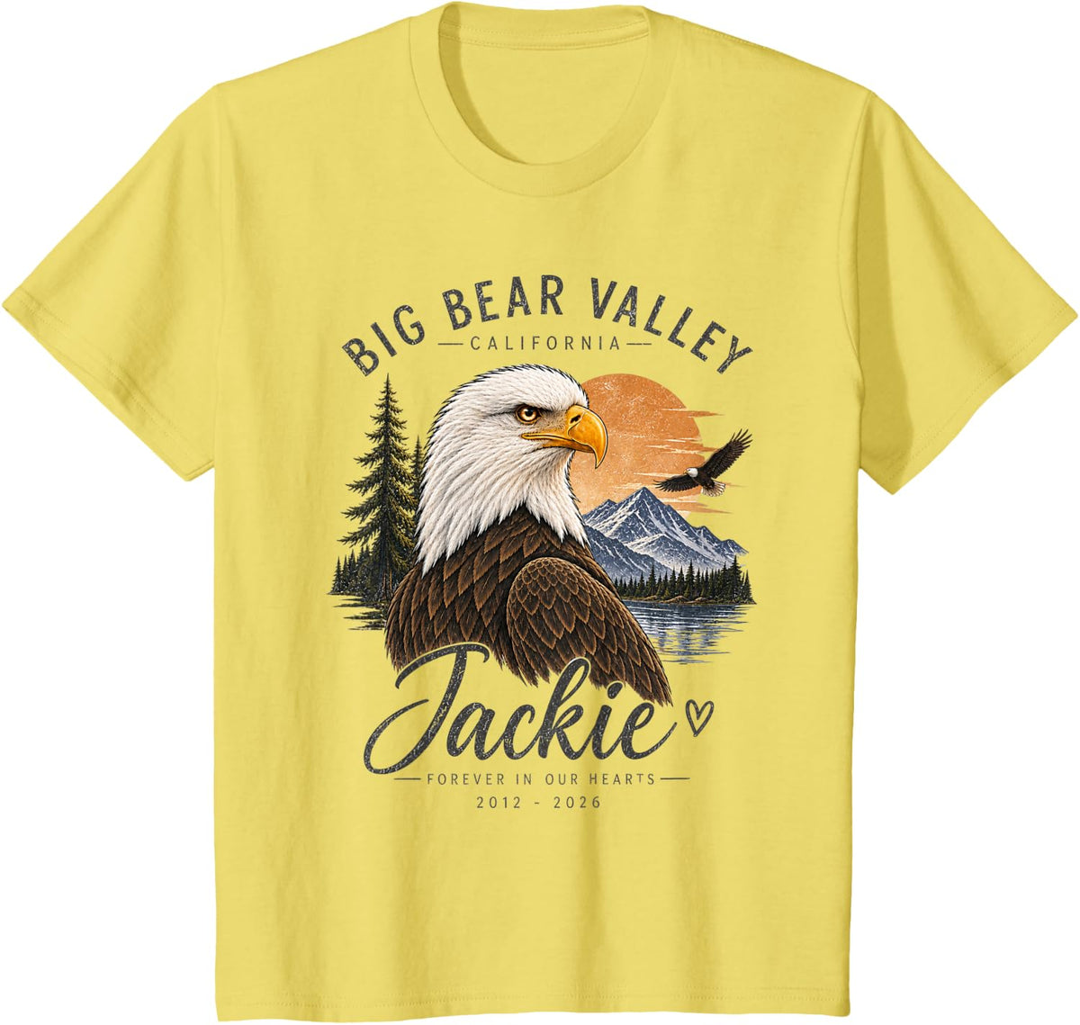 Jackie Big Bear Valley Bald Eagle Memorial T-Shirt - Lemon Yellow