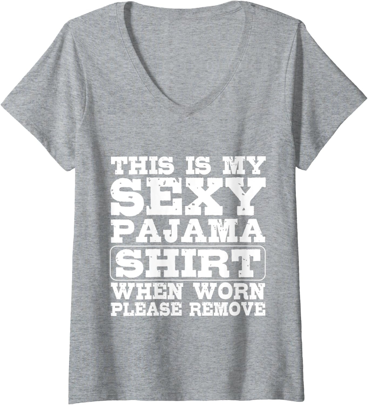 Womens Kinky Sexy Pyjama Pajama Outfit Naughty Boyfriend Girlfriend V-Neck T-Shirt - Heather Grey