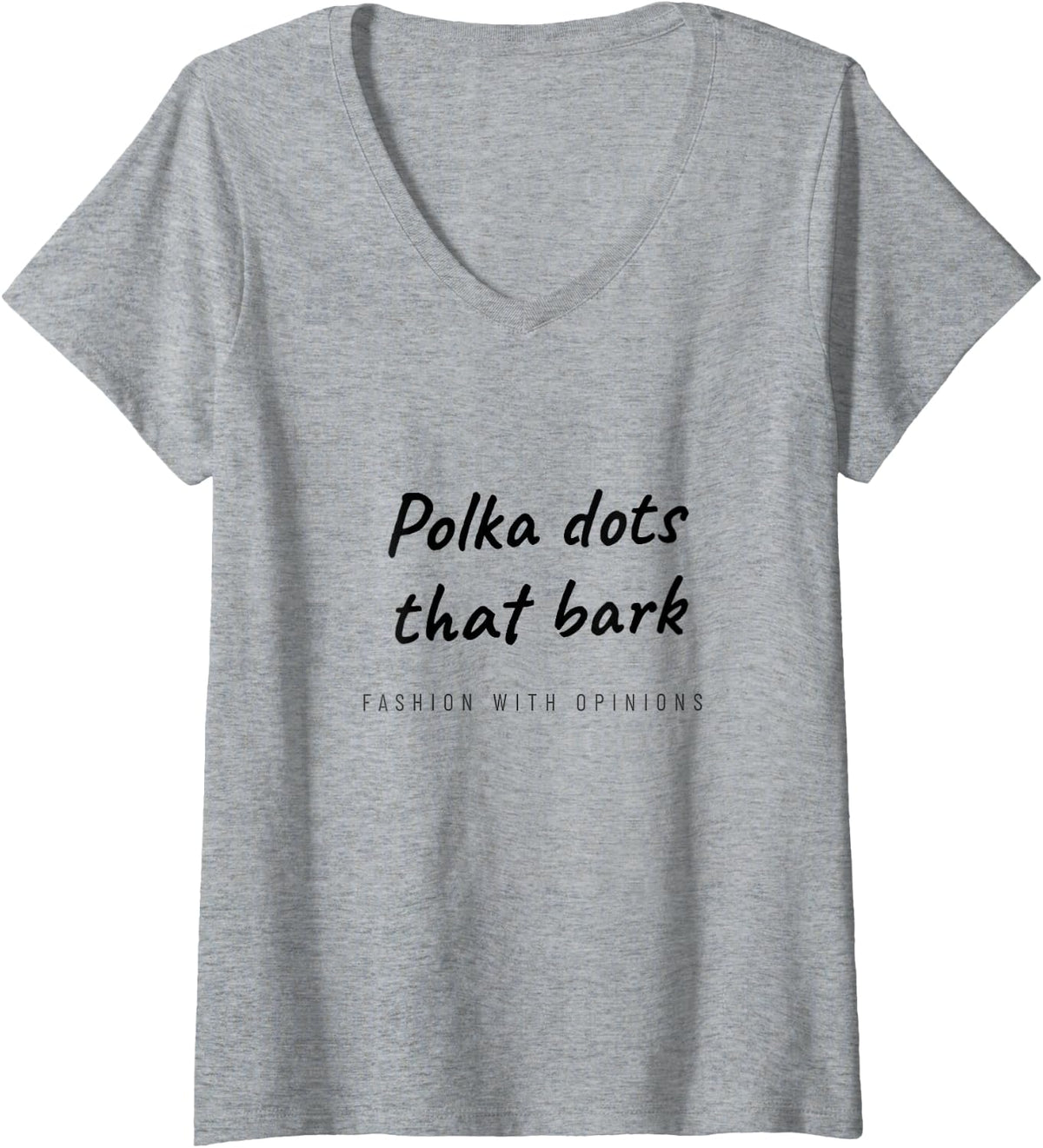 Women's Dalmatian - Polka Dots that Bark - Spotted Dog V-Neck T-Shirt - Heather Grey