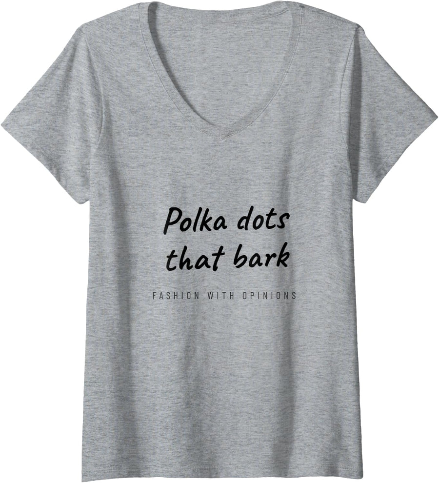 Women's Dalmatian - Polka Dots that Bark - Spotted Dog V-Neck T-Shirt - Heather Grey