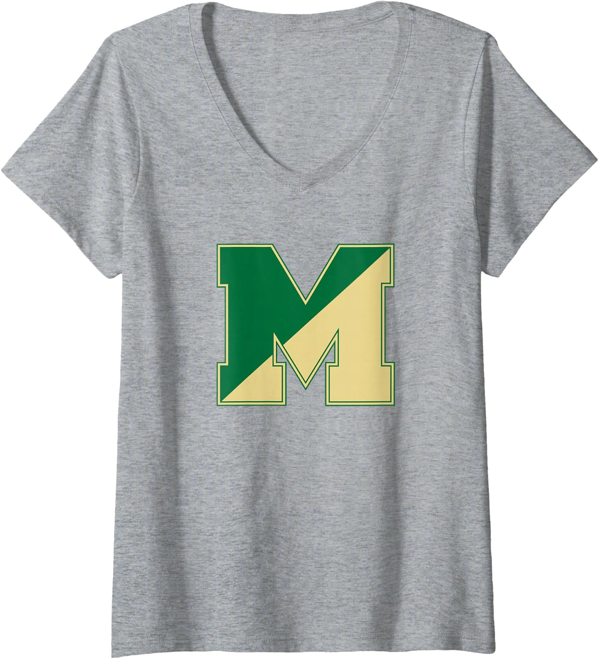 Women's Brick Township Memorial Mustangs V-Neck T-Shirt - Heather Grey