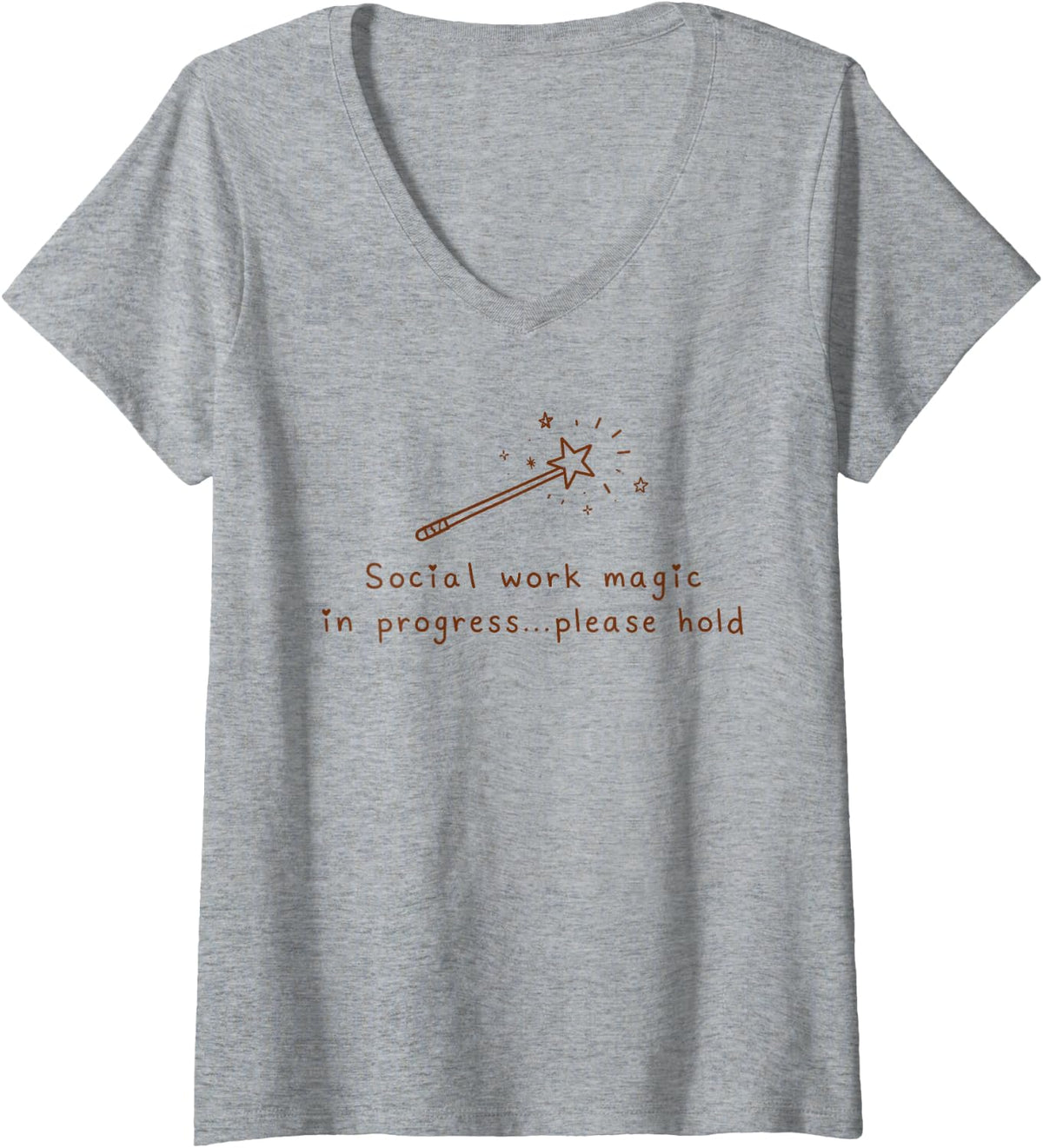 Women's Social Worker LCSW Social Work Magic in Process Please Hold V-Neck T-Shirt - Heather Grey
