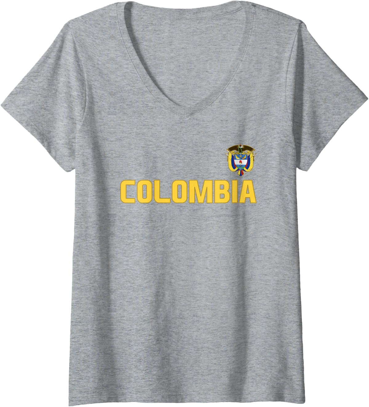 Women's Colombia Flag Colombian Pride International Country V-Neck T-Shirt - Heather Grey