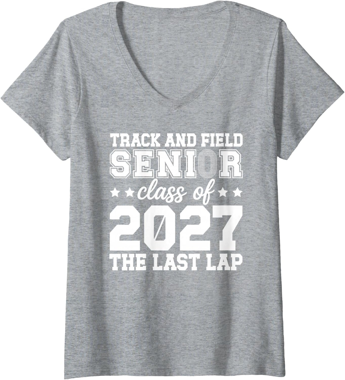 Women's Track and Field Senior 2027 Class of 2027 The Last Lap V-Neck T-Shirt - Heather Grey