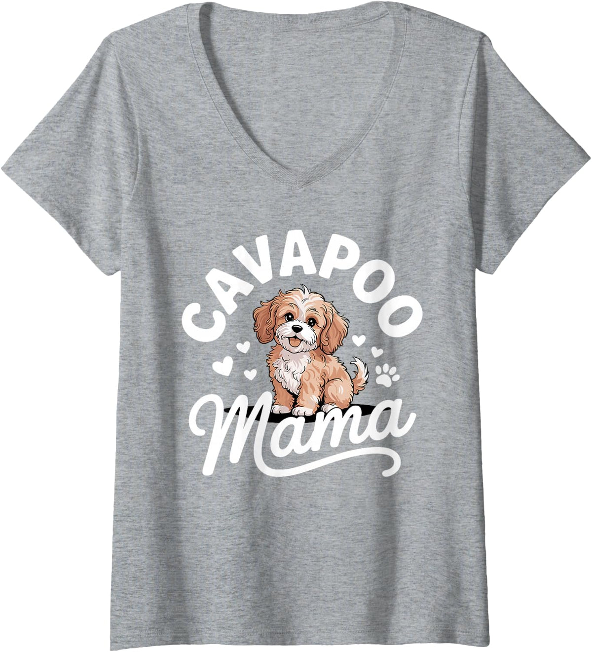 Women's Best Cavapoo Mom Art for Women Cavapoo Lover Cavoodle Owner V-Neck T-Shirt - Heather Grey