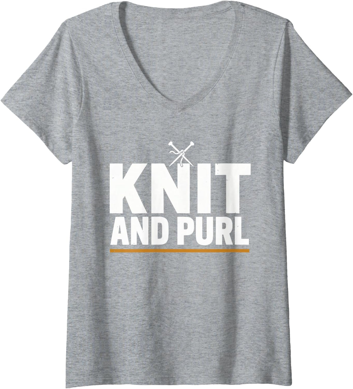 Women's Knitter Knitting V-Neck T-Shirt - Heather Grey