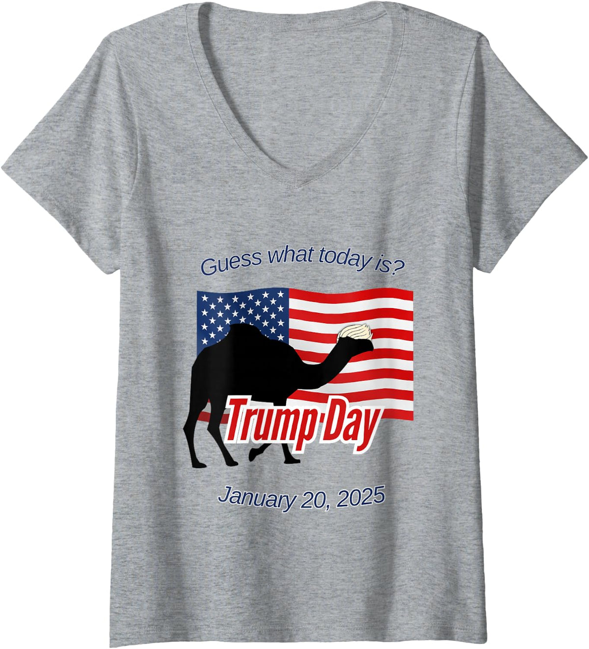 Women's Guess What Today is Trump Day Inauguration V-Neck T-Shirt - Heather Grey
