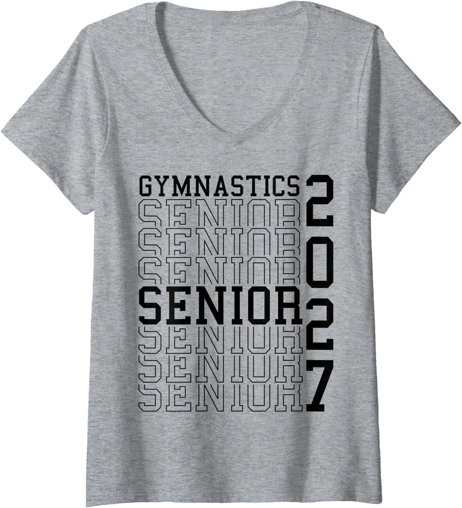 Women's Gymnastics Senior Night Gymnastics Senior 2027 Graduation 60 V-Neck T-Shirt - Heather Grey