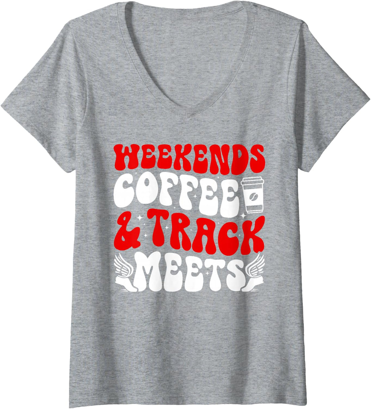 Women's Track Meets Track and Field Mom Track Mama Track Mother V-Neck T-Shirt - Heather Grey