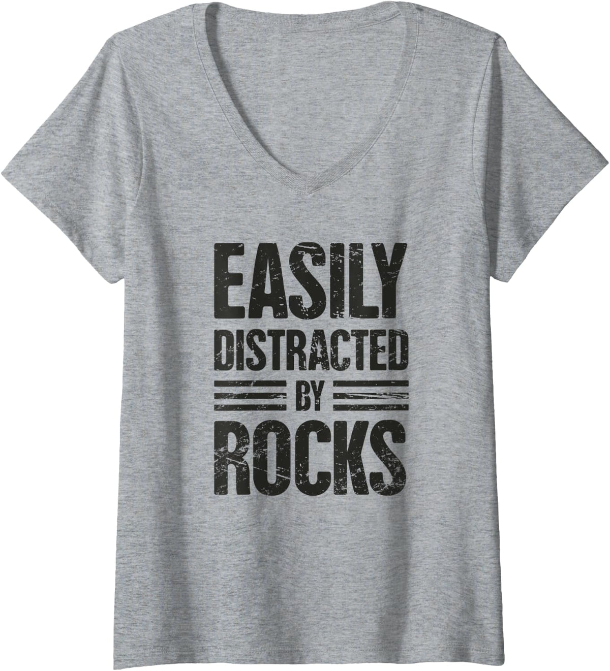 Womens Rock Collector Geology & Mineral Rockhounding - Rockhound V-Neck T-Shirt - Heather Grey
