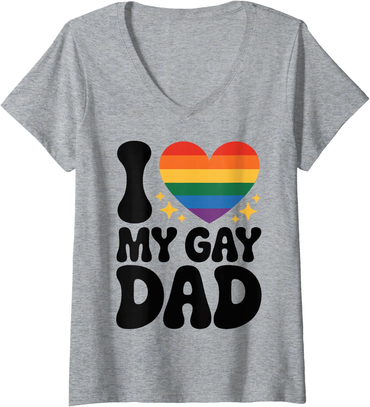 Women's I Love My Gay Dad Pride Month Father's Day Proud Dad Pride V-Neck T-Shirt - Heather Grey