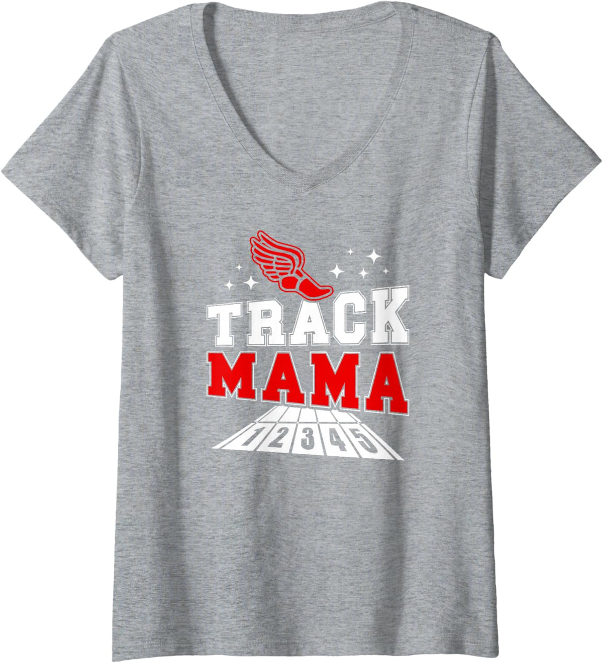 Women's Track Mama Track Mom of A Track and Field Athlete Mom V-Neck T-Shirt - Heather Grey