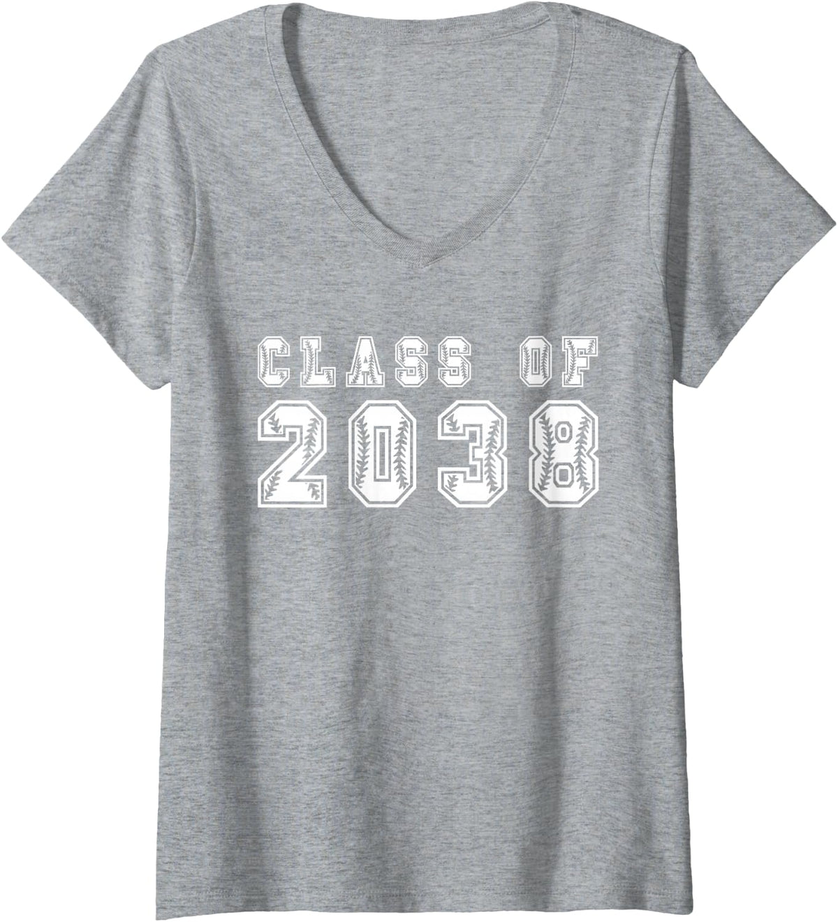 Women's Class of 2038 Grow with Me High School Graduation Baseball V-Neck T-Shirt - Heather Grey