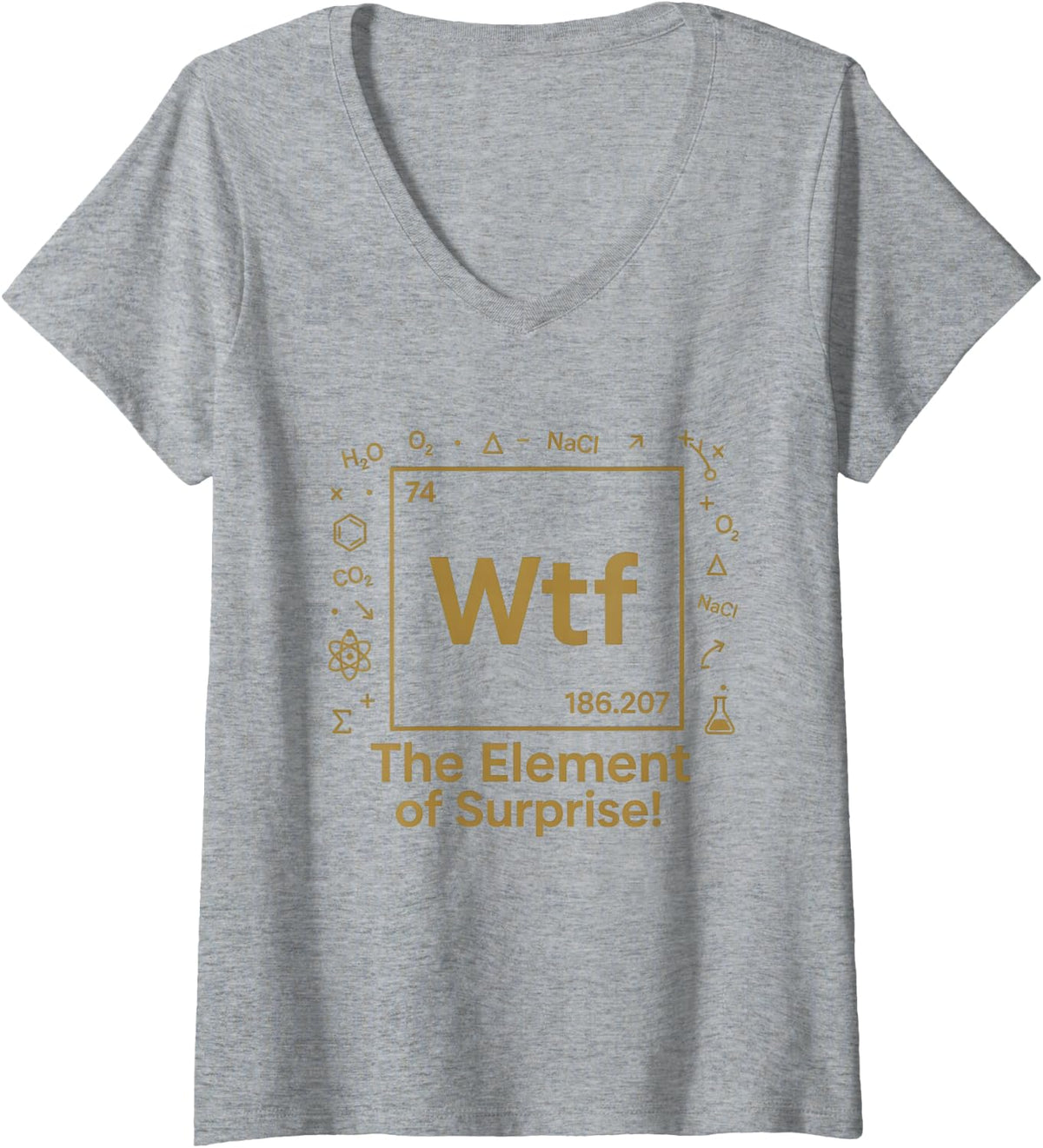 Women's The Element of Surprise Funny Science Chemistry Element V-Neck T-Shirt - Heather Grey
