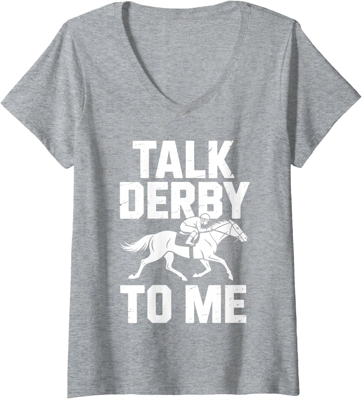 Women's Cool Horse Racing Art for Men Women Jockey Horse Racer V-Neck T-Shirt - Heather Grey