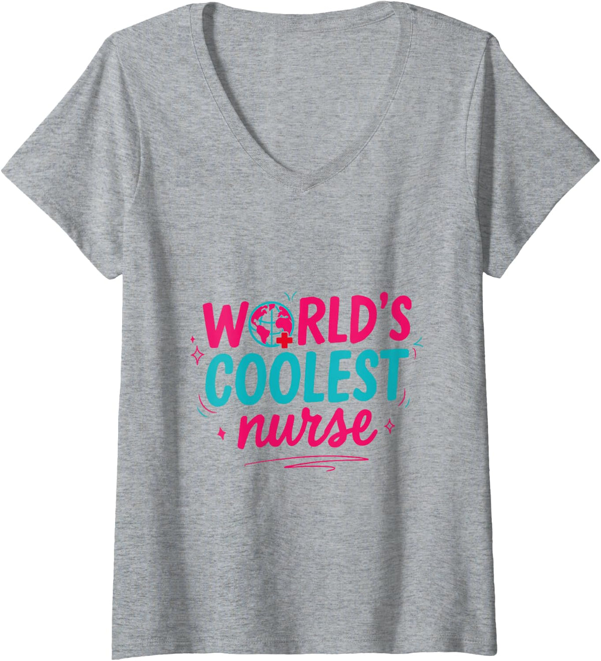 Women's OR ER RN Registered Nursing, World's Coolest Nurse V-Neck T-Shirt - Heather Grey