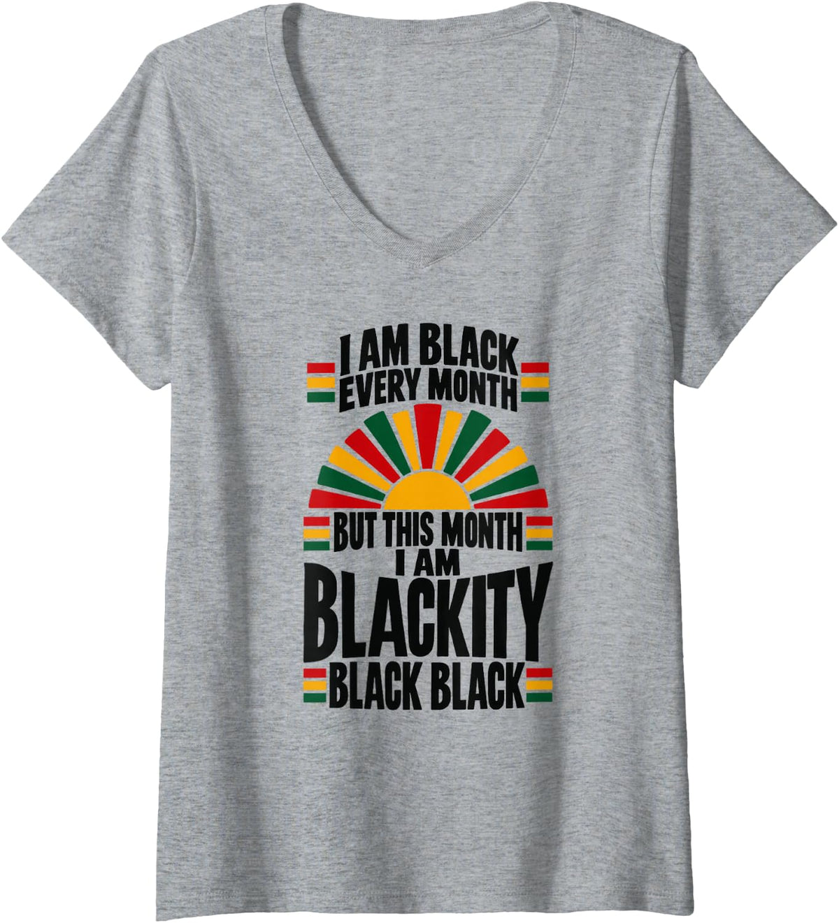 Women's I Am Blackity Black African Pride Heritage V-Neck T-Shirt - Heather Grey
