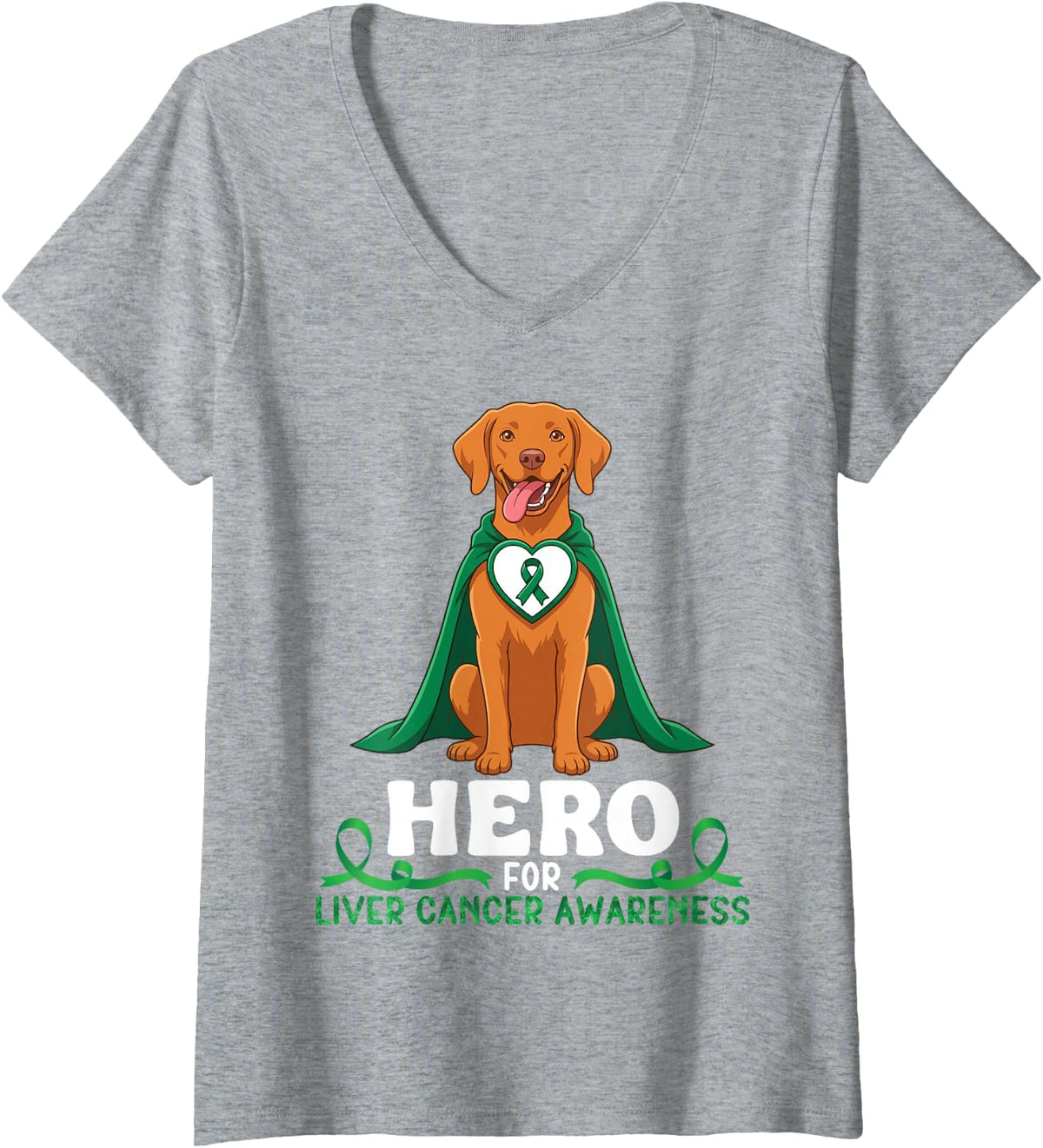 Women's Vizsla Dog Hero for Liver Cancer Awareness Support Warrior V-Neck T-Shirt - Heather Grey