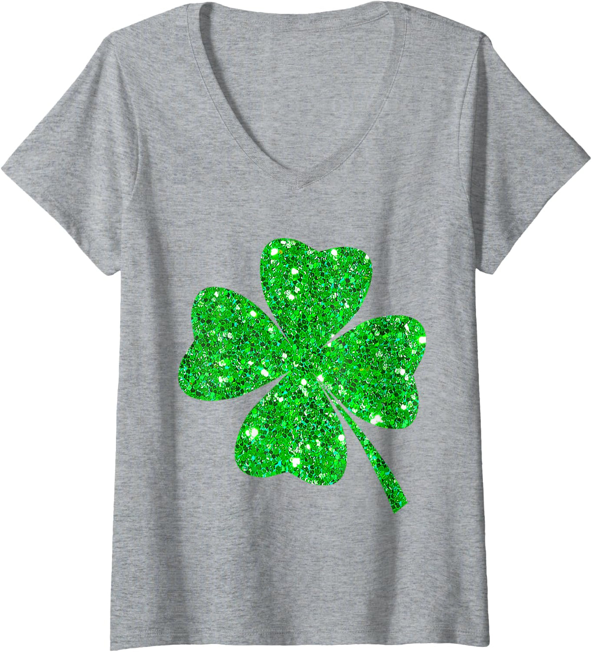 Women's Irish Shamrock Tie Dye Happy St Patrick's Day Go Lucky Gift V-Neck T-Shirt - Heather Grey