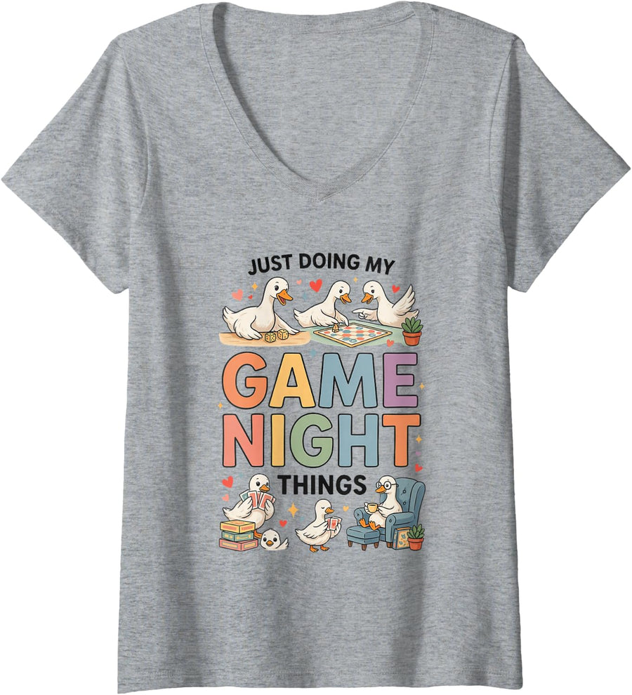 Women's Board Gaming Tabletop Games Night Gamer V-Neck T-Shirt - Heather Grey