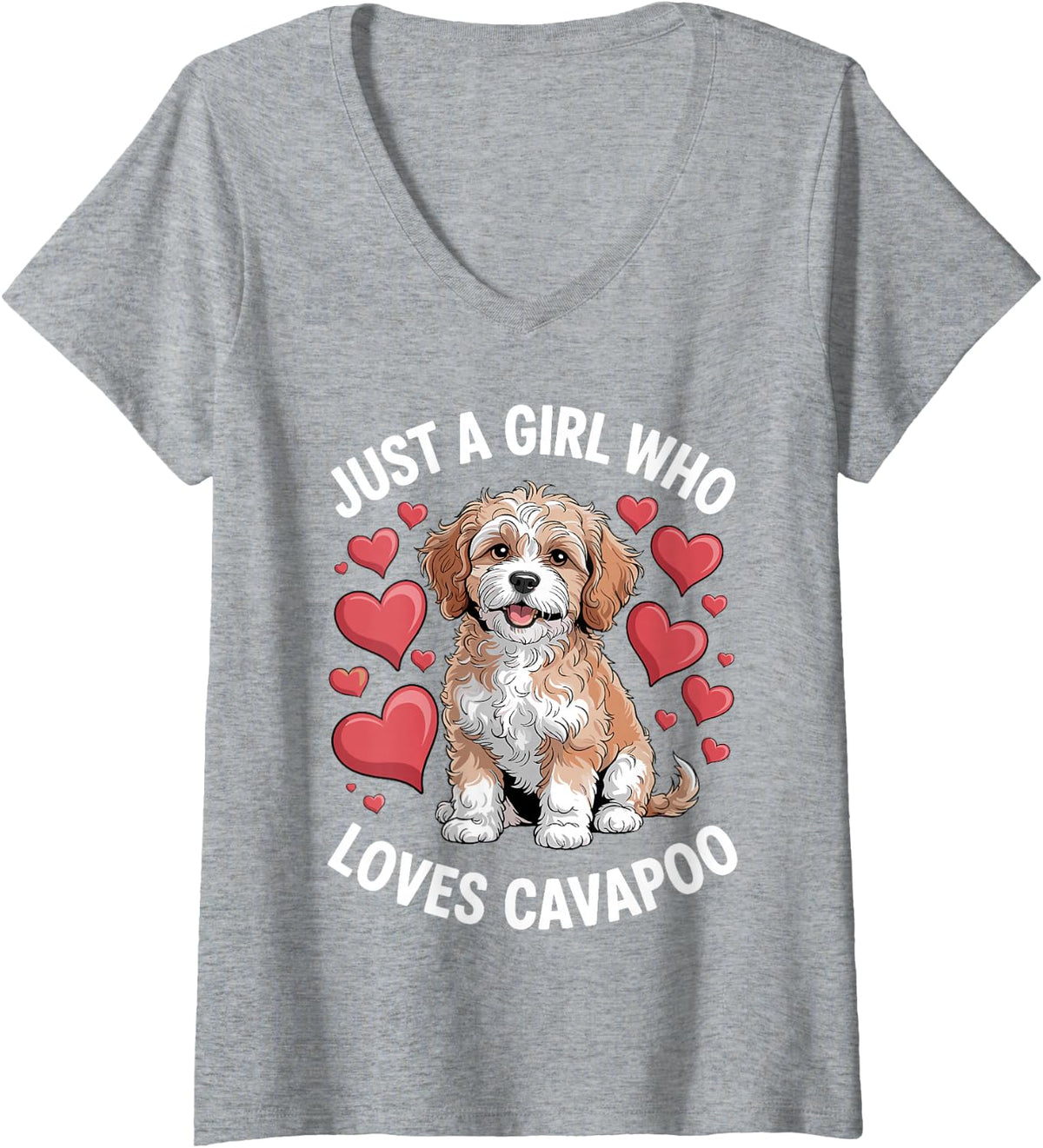 Women's Cool Cavapoo Art for Girls Kid Women Cavoodle Cavapoo Lovers V-Neck T-Shirt - Heather Grey