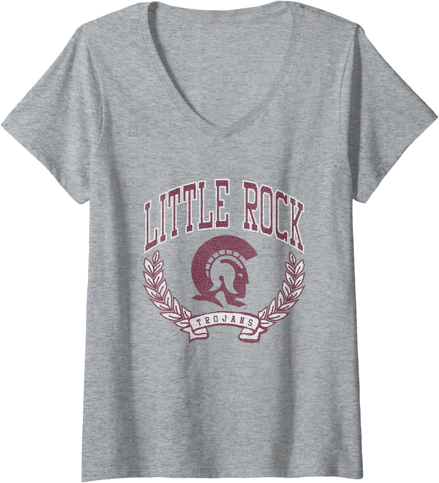 Arkansas Little Rock Trojans Victory Vintage Heather Gray V-Neck T-Shirt - Heather Grey