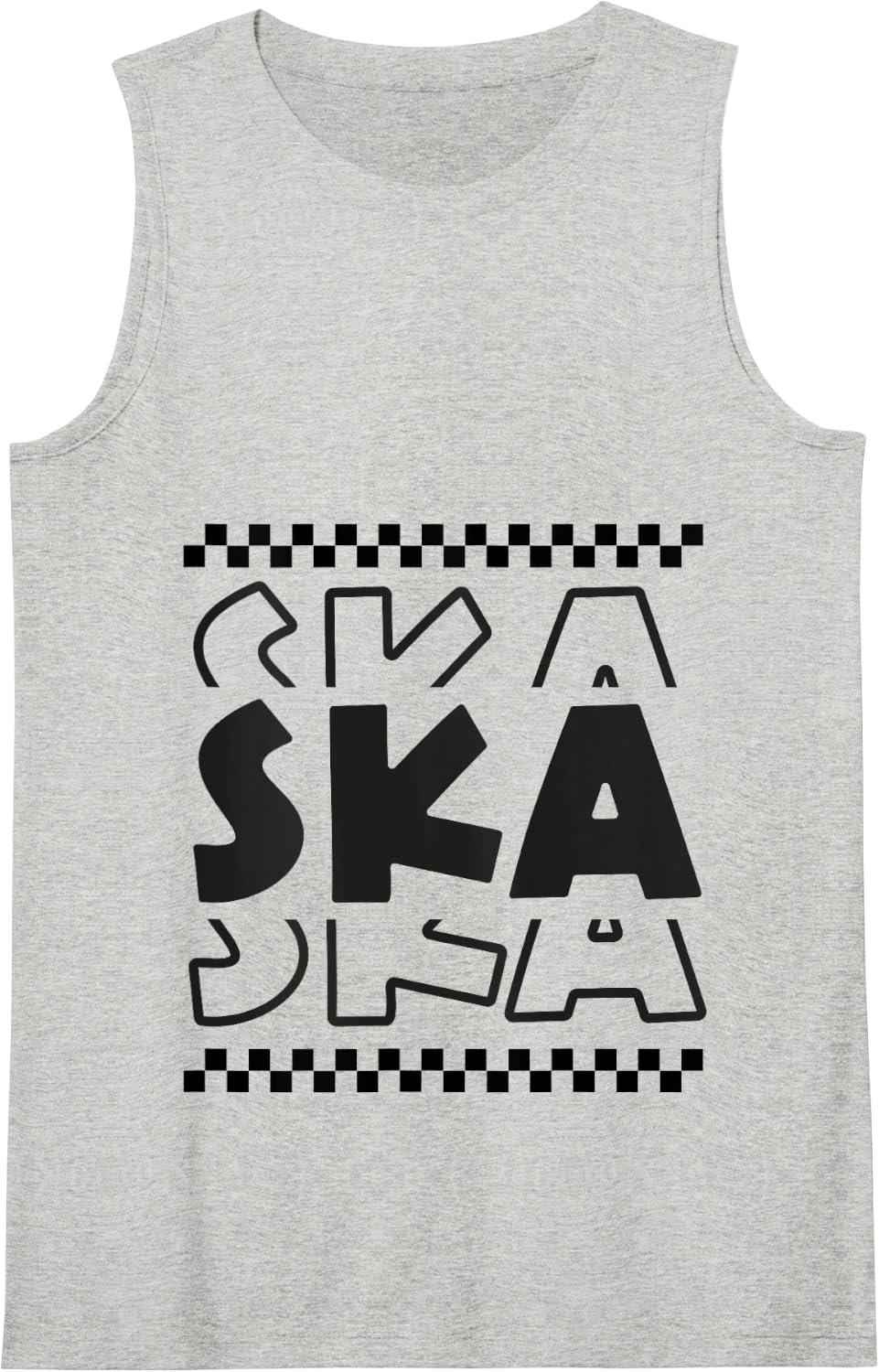 2 Tone Ska Ska Ska Music Checkerboard Tank Top - Heather Grey