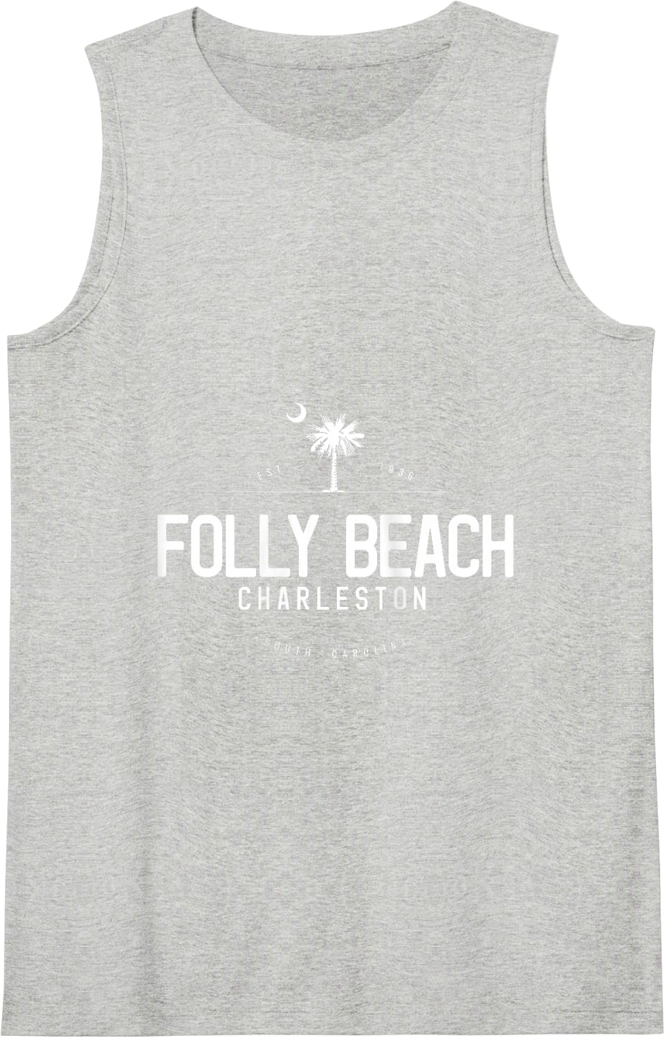 Folly Beach South Carolina Surfing Tank Top - Heather Grey