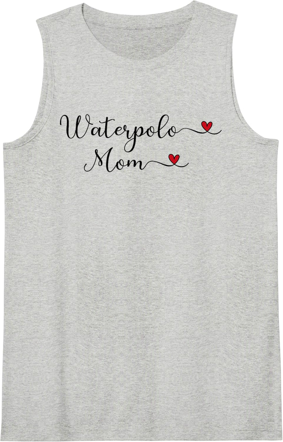 Womens Waterpolo Mom Heart Cute Handwritten Typography Gift Tank Top - Heather Grey