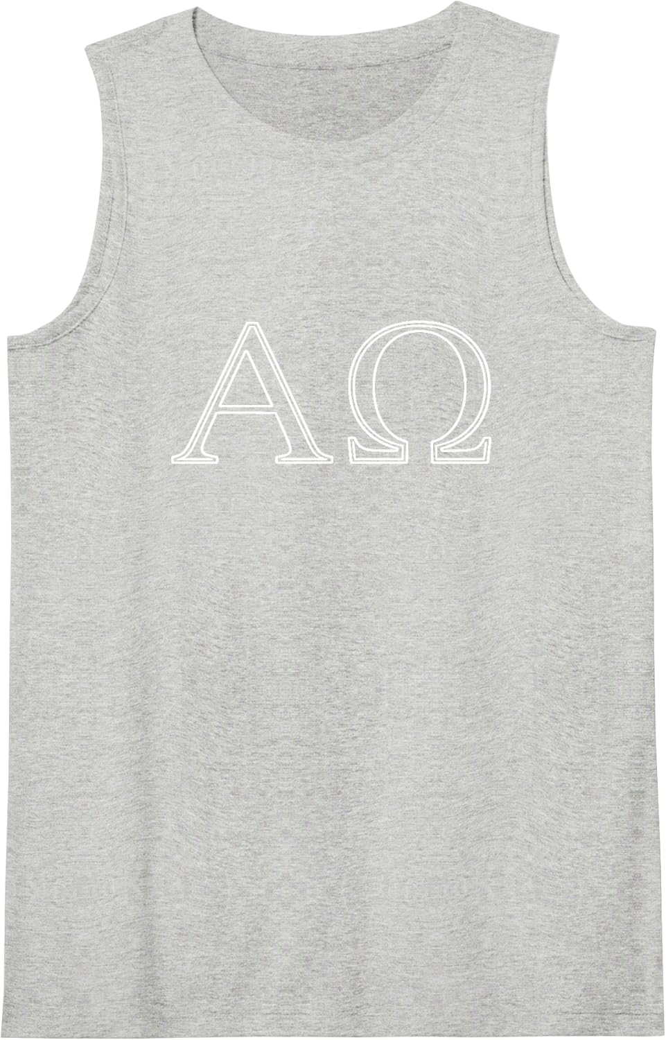 Alpha and Omega Minimalist Line Art Sleeveless Tank Top - Heather Grey