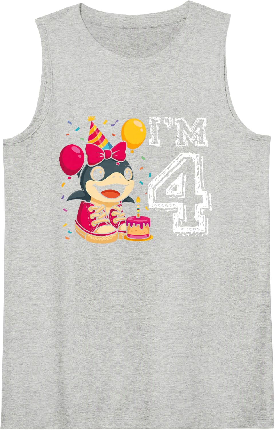 Italian Brainrot Birthday I'm 4 Age 4th Kids Girls Sleeveless Tank Top - Heather Grey