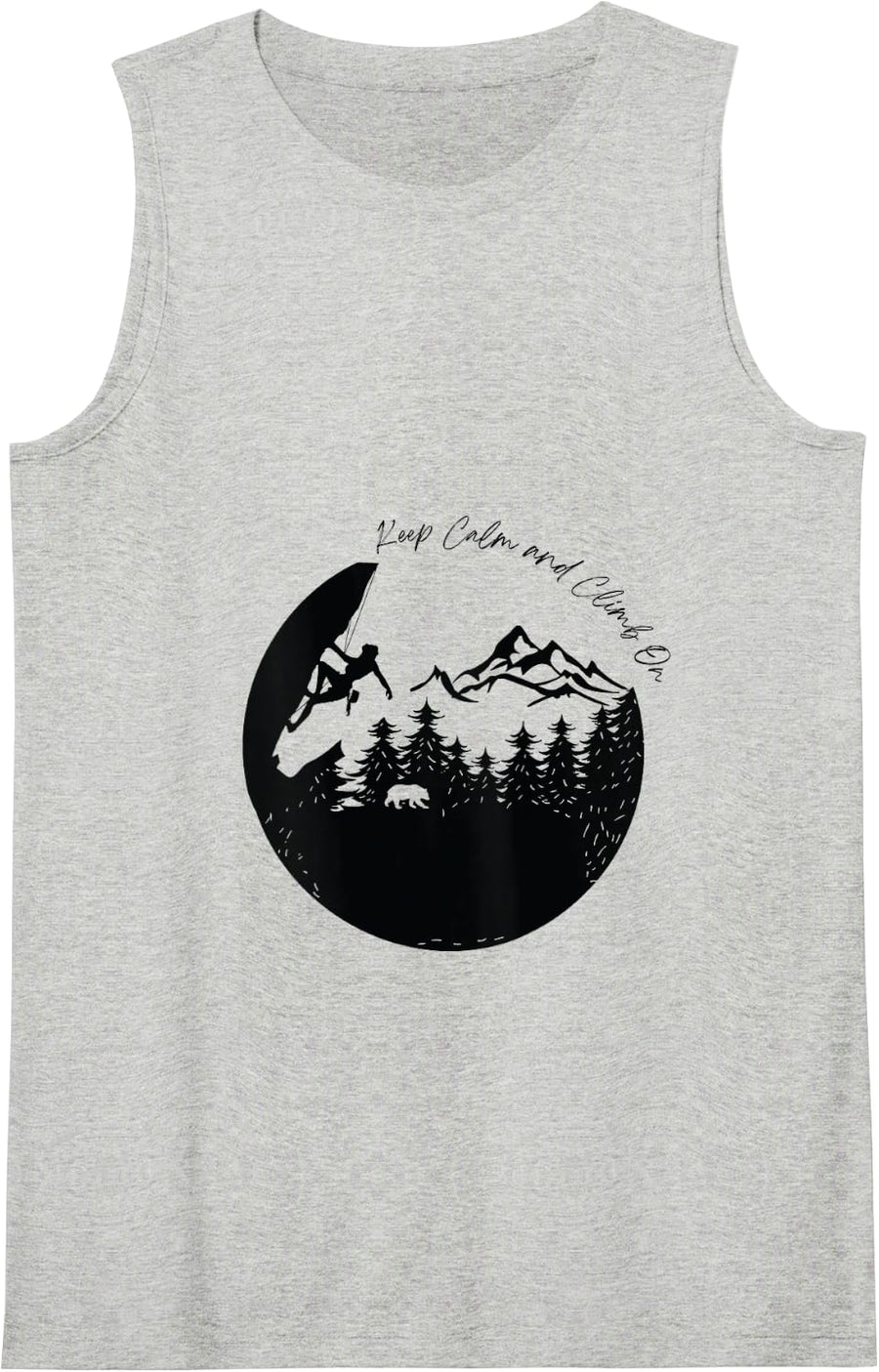 Womens Cool Rock Climbing Girl, Keep Calm and Climb On, Bouldering Tank Top - Heather Grey