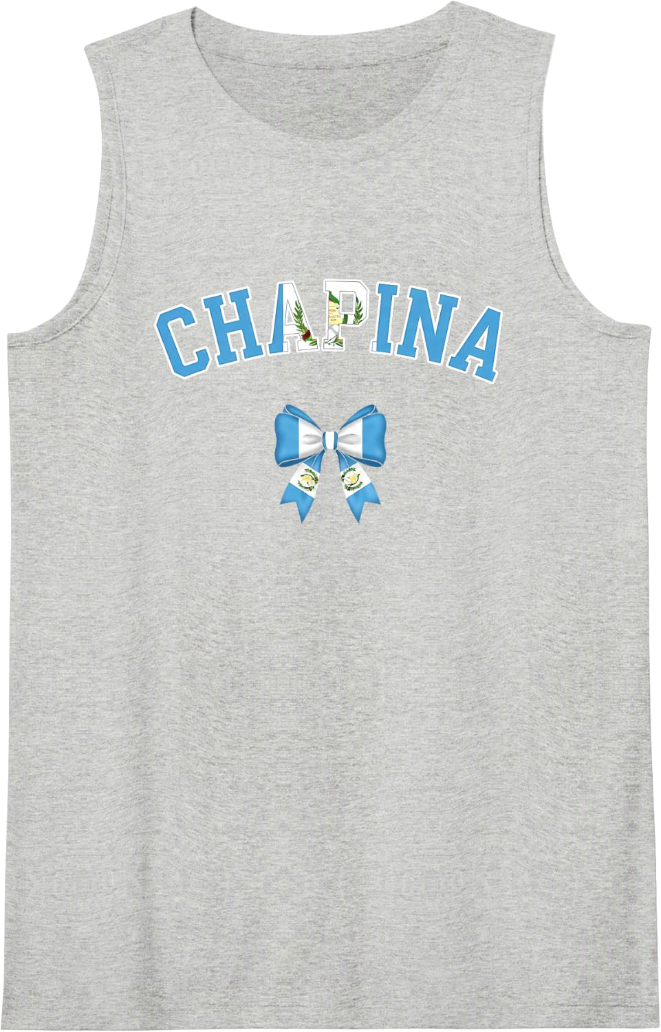 Chapina Guatemalan Women Coquette Bow Guatemala Flag Girls Sleeveless Tank Top - Heather Grey