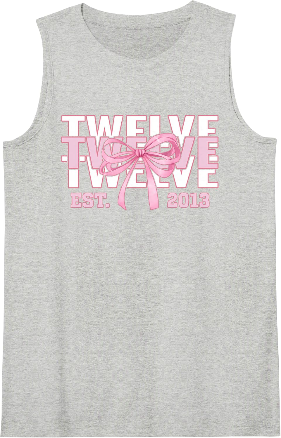 Birthday Girl Pink Coquette Bow 12 Year Old Since 2013 Girly Sleeveless Tank Top - Heather Grey