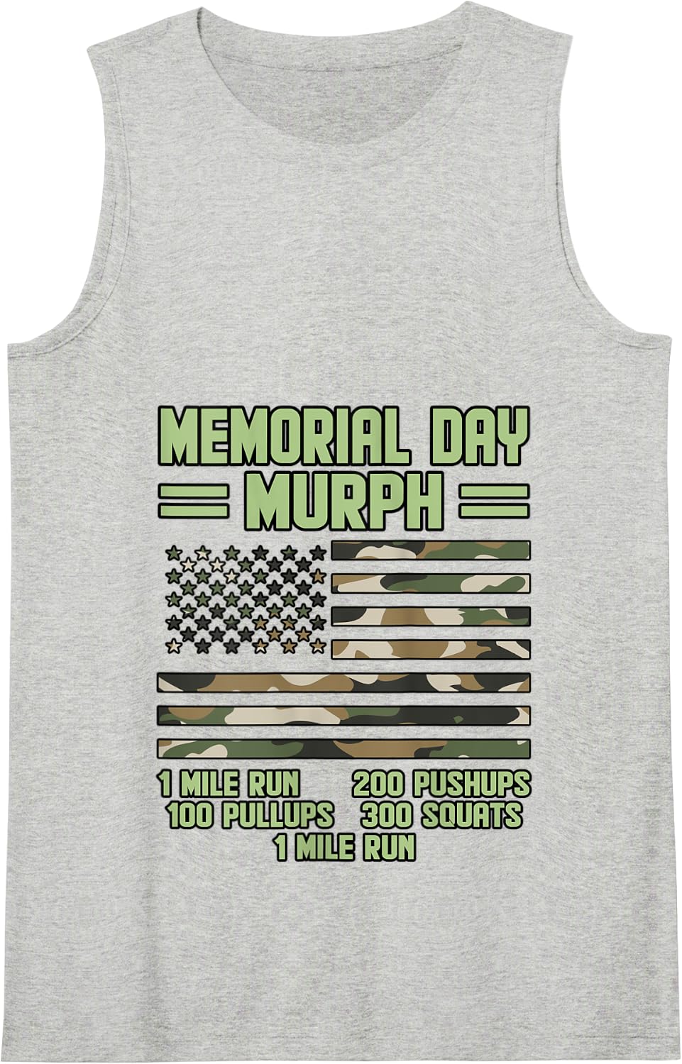 Memorial Day Murph Mile Run Veteran Graphic Tank Top - Heather Grey