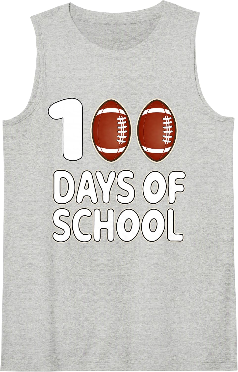 100 Days of School Football Shirt for Kids Boys 100th Day Sleeveless Tank Top - Heather Grey