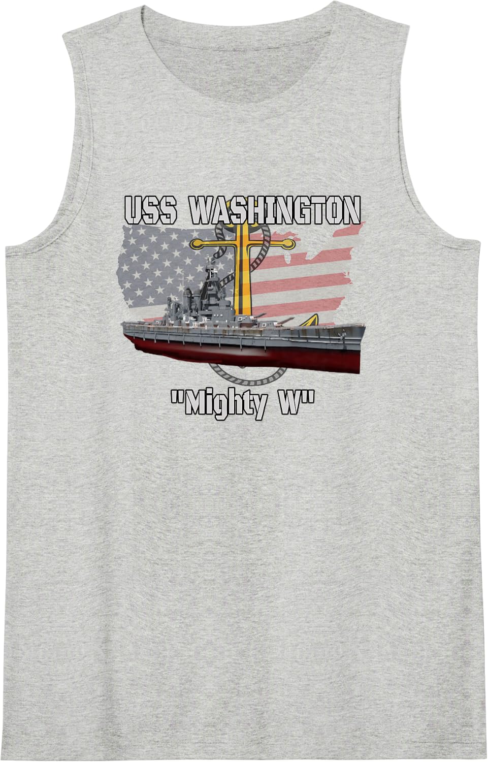 USS Washington BB-56 Battleship Veterans Day Warship Father Sleeveless Tank Top - Heather Grey