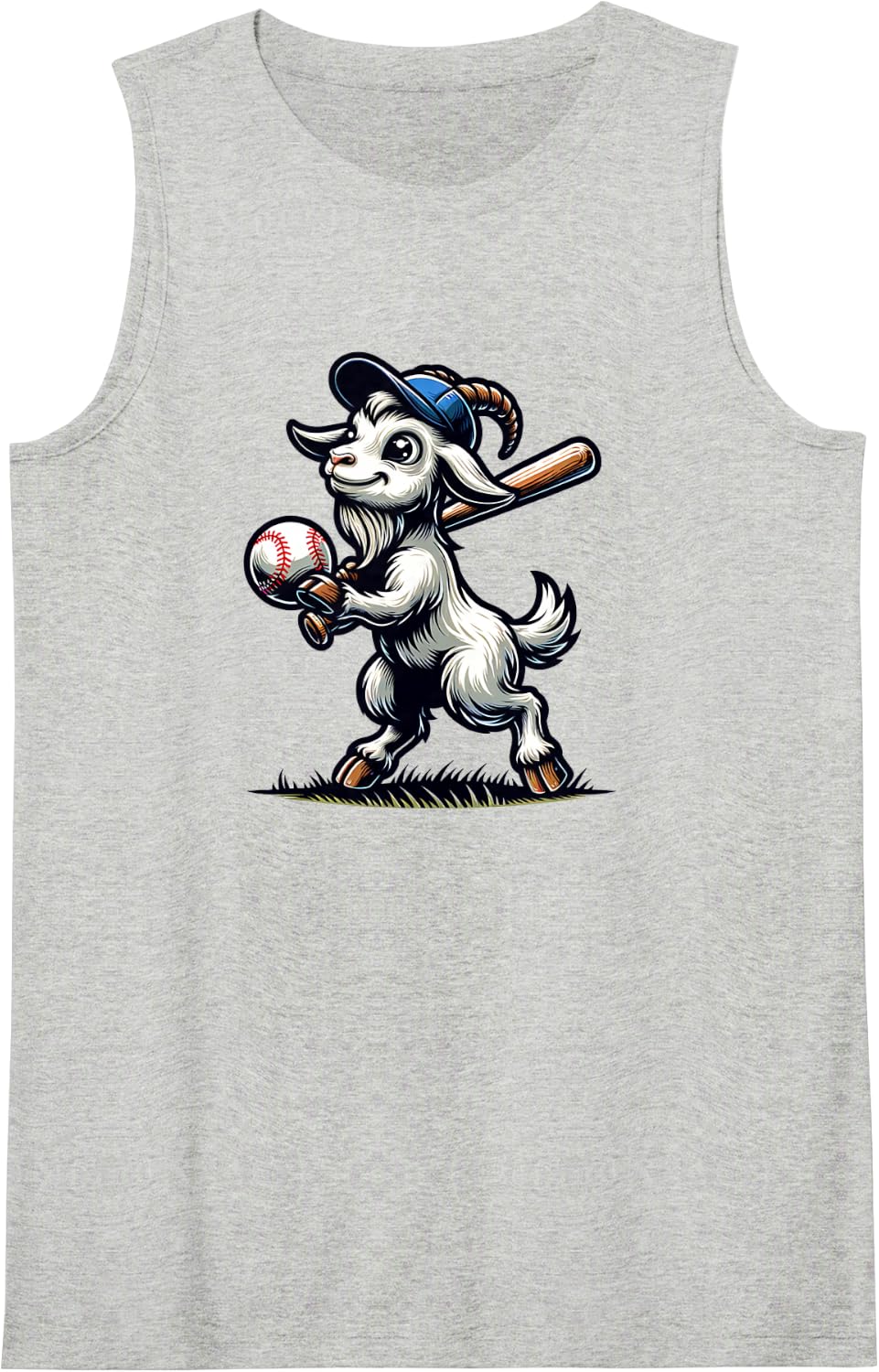 Women's Cute Goat Playing Baseball Men Women Children Sleeveless Tank Top - Heather Grey