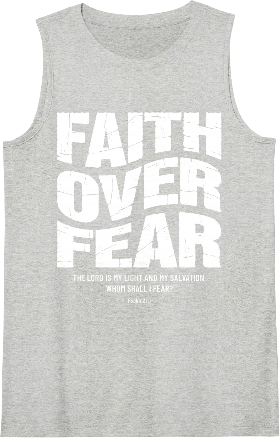 Faith Over Fear Bible Verse Inspirational Christian Sleeveless Tank Top - Heather Grey