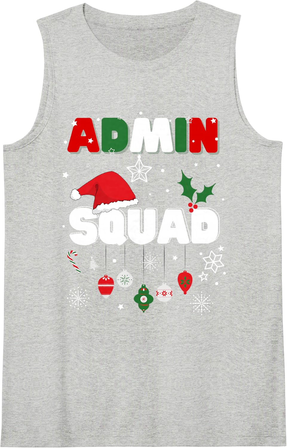 Admin Squad Festive Christmas School Assistant Office Cute Sleeveless Tank Top - Heather Grey