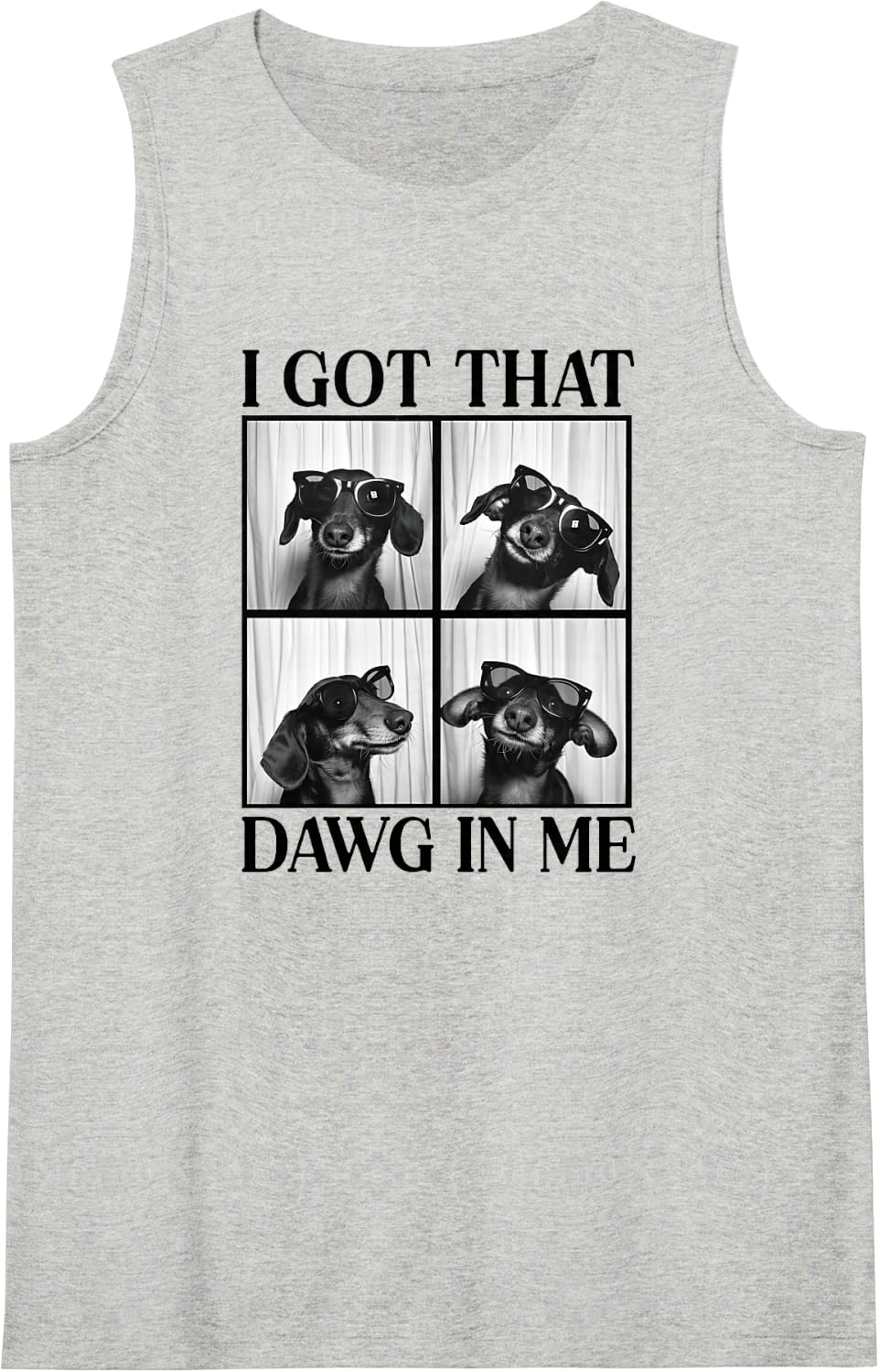 Funny Wiener Dog Dachshund Sunglasses Photo Booth Tank Top - Heather Grey