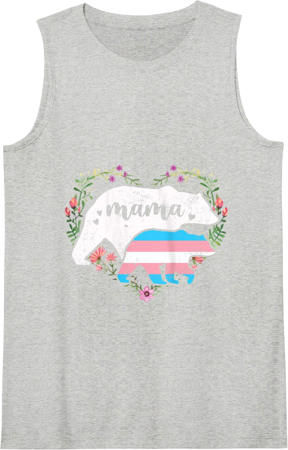 LGBTQ Mama Bear Transgender Flag Gay Equal Rights Trans Tank Top - Heather Grey