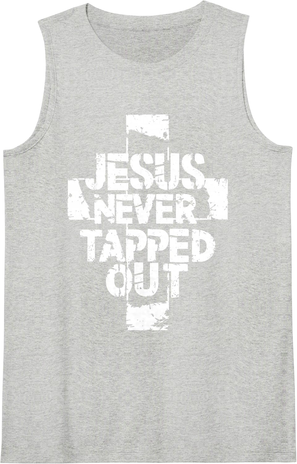 Jesus Never Tapped Out Sleeveless Tank Top - Heather Grey
