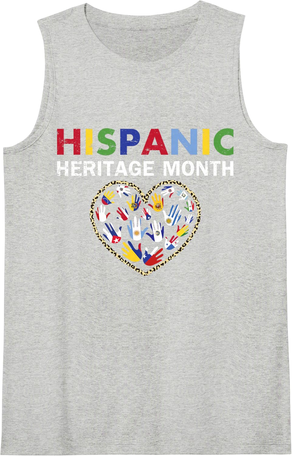 Hispanic Heritage Month Flag Heart Latino Country Pride Sleeveless Tank Top - Heather Grey