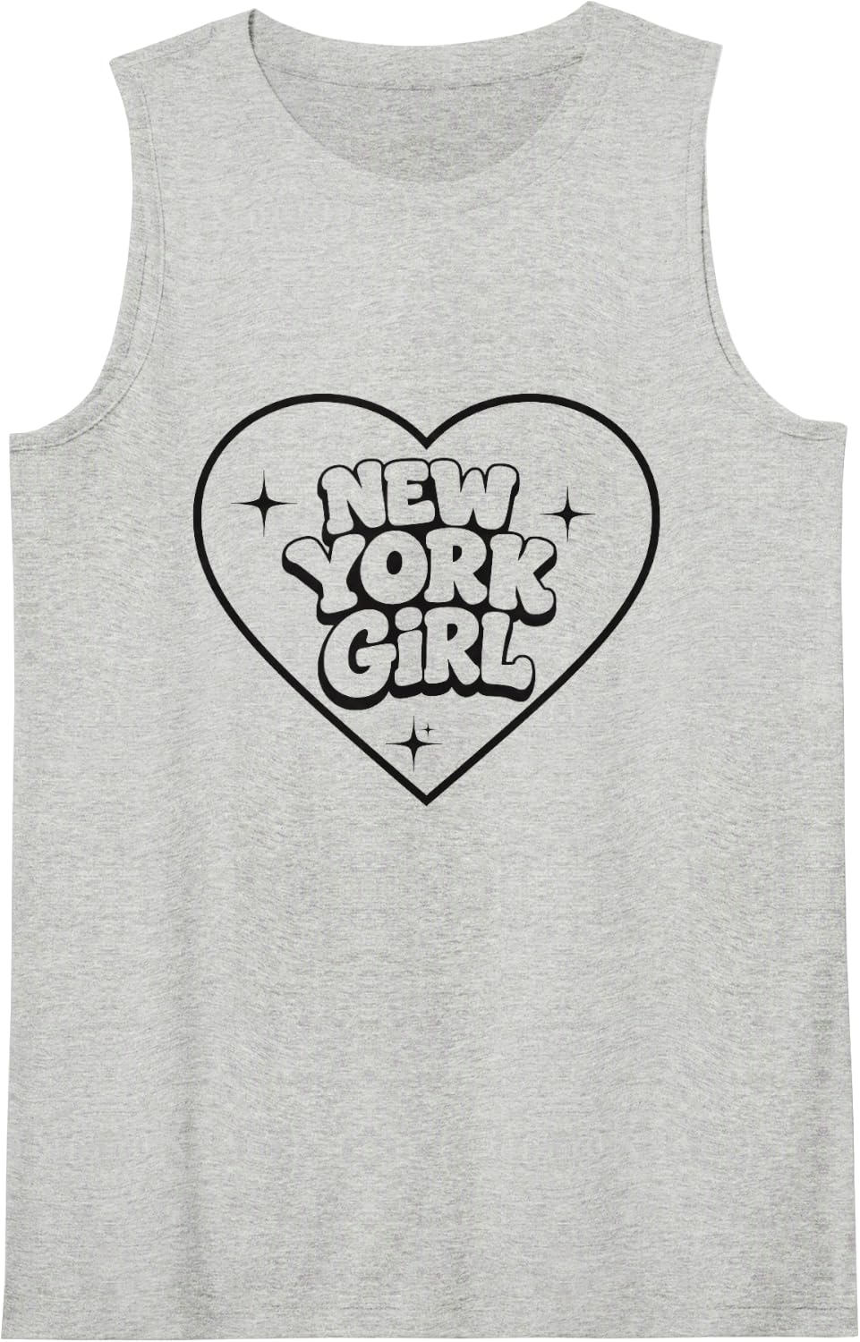 Women's New York Girls Cute Heart City Pride Sleeveless Tank Top - Heather Grey