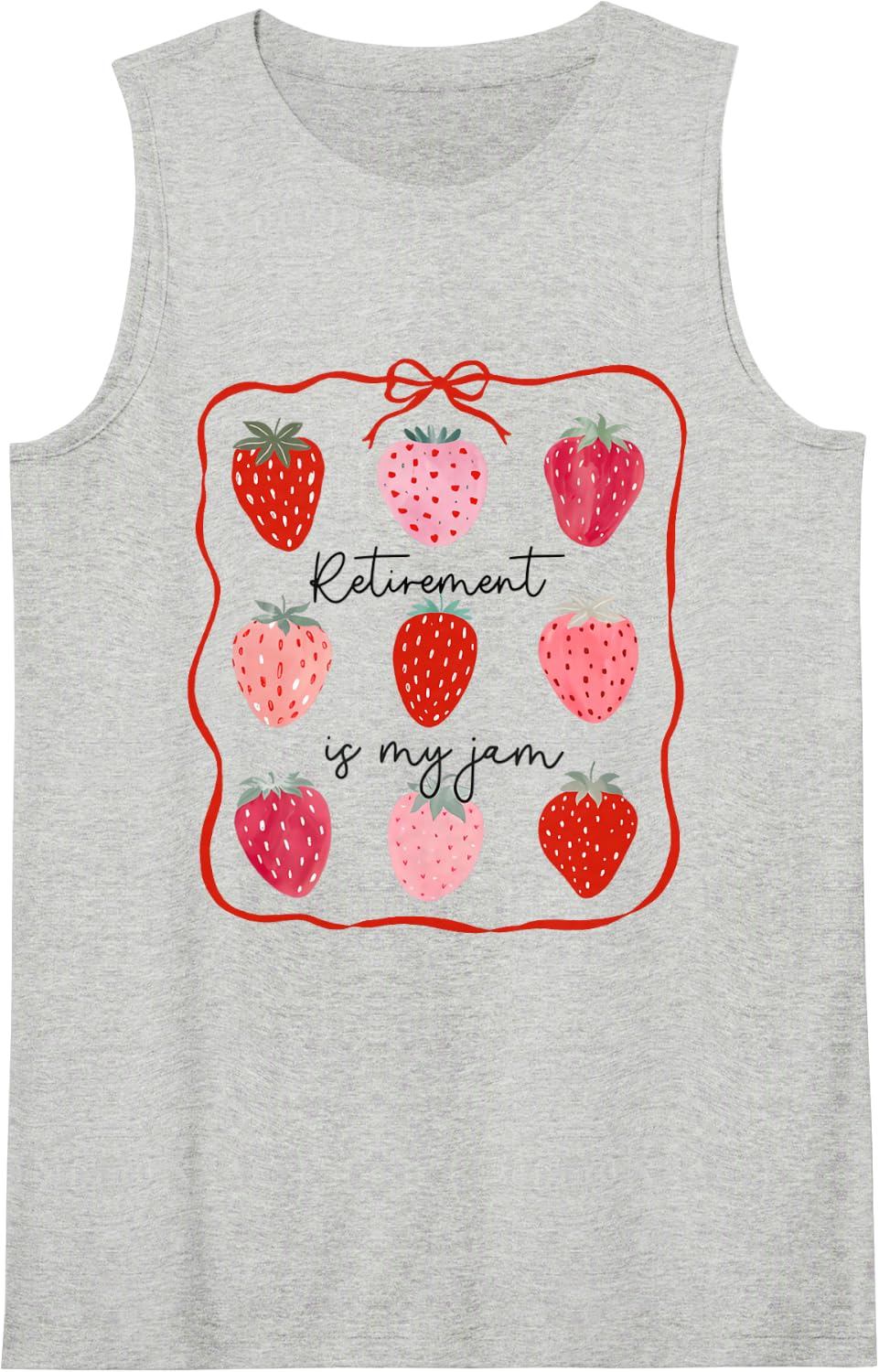 Retirement is My Jam Strawberry Retired Teacher Coworker Sleeveless Tank Top - Heather Grey