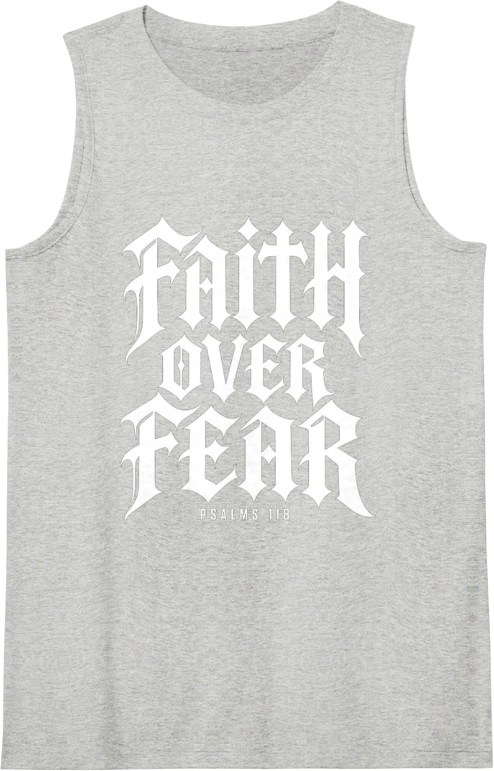 Faith Over Fear Jesus Christian Urban Church for Men Sleeveless Tank Top - Heather Grey