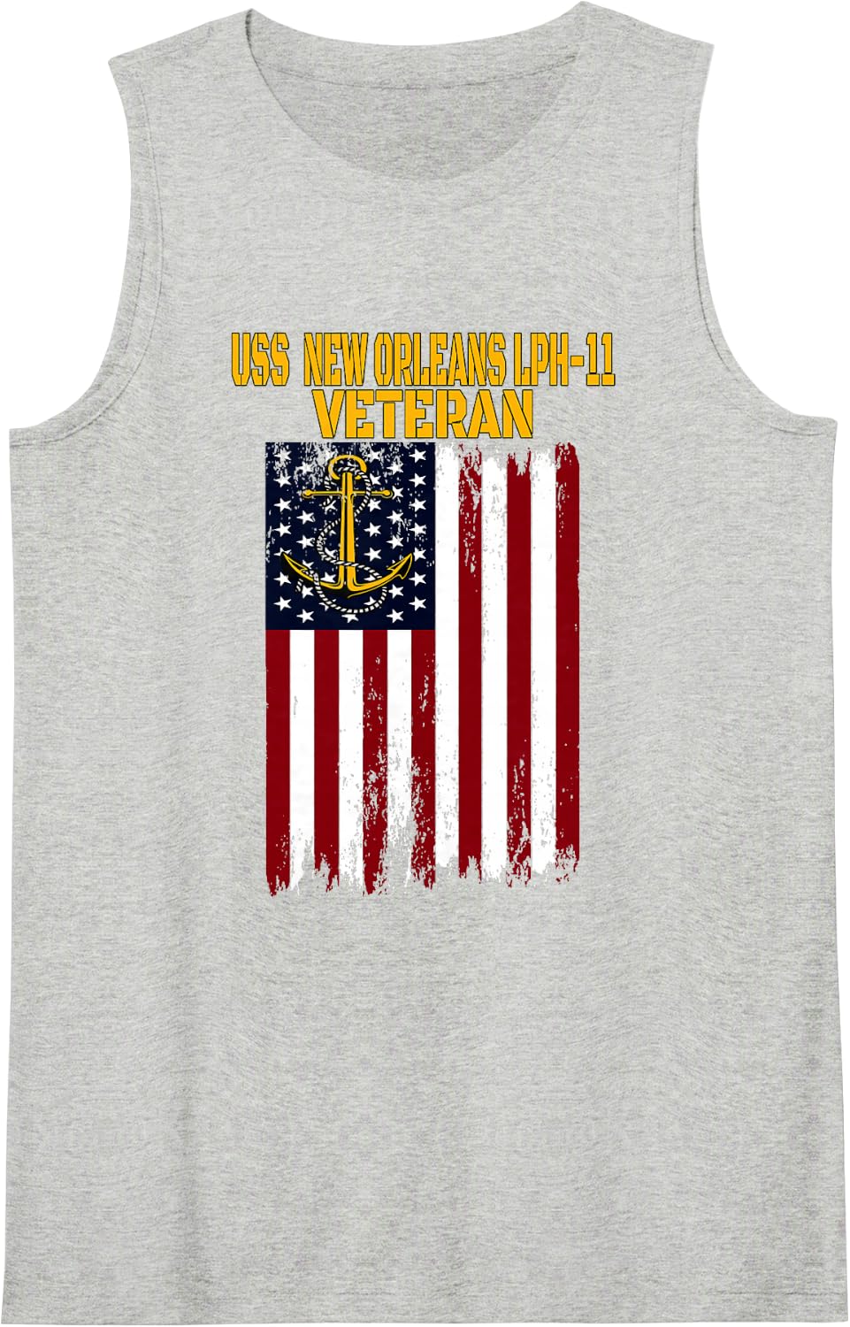 USS New Orleans LPH-11 Amphibious Ship Helicopter Carrier Sleeveless Tank Top - Heather Grey