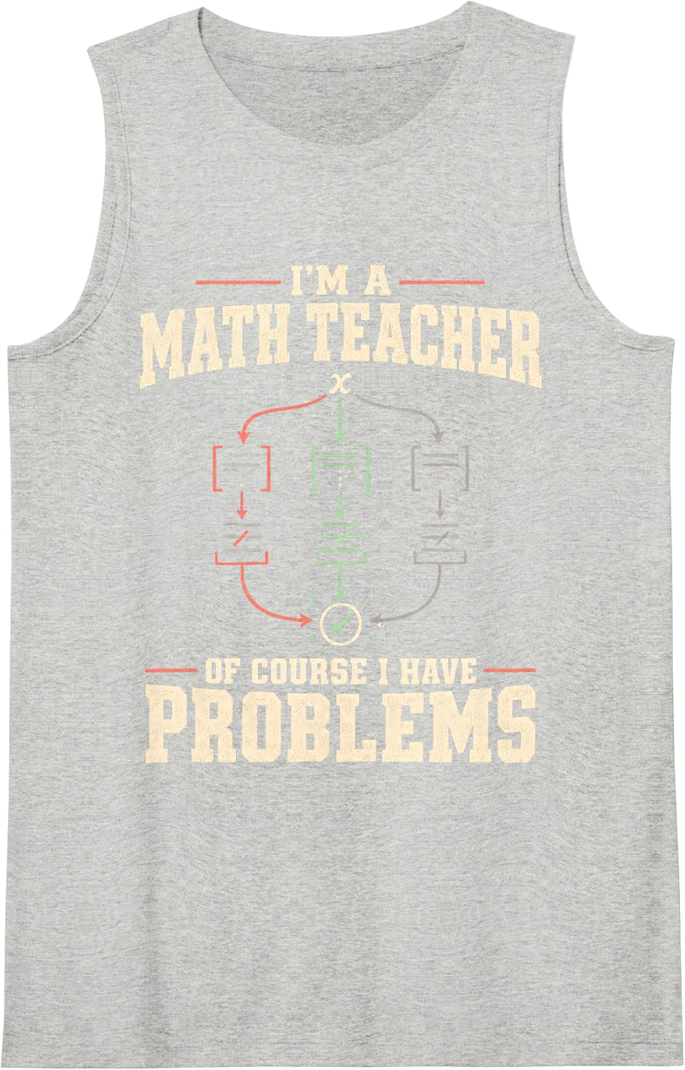 Funny I'm a Math Teacher of Course I Have Problems Education Sleeveless Tank Top - Heather Grey